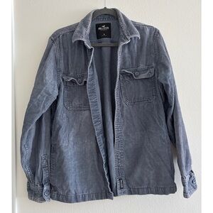 Hollister Blue Corduroy Button Up Shacket Shirt Medium